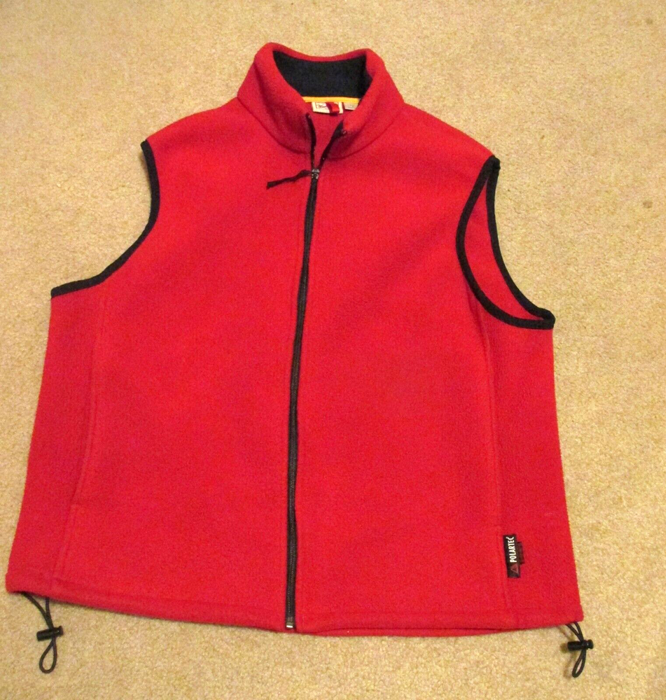 Woolrich Men's Polartec Fleece Full Zip Vest with Pockets Size L Red