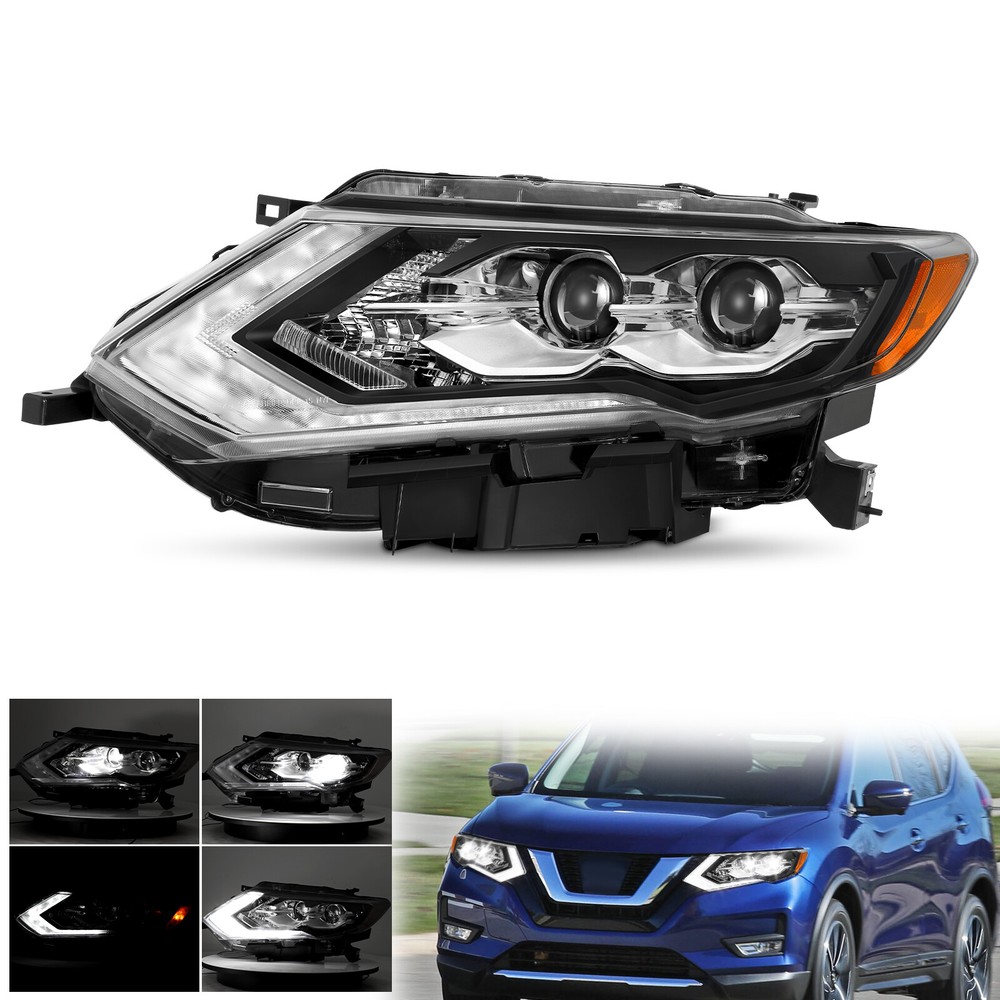 2017-2019 Nissan Rogue Left Driver Side Full LED DRL Projector Headlight-image