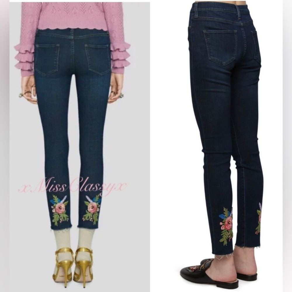 GUCCI Floral Embroidered Skinny Jeans in Size 25