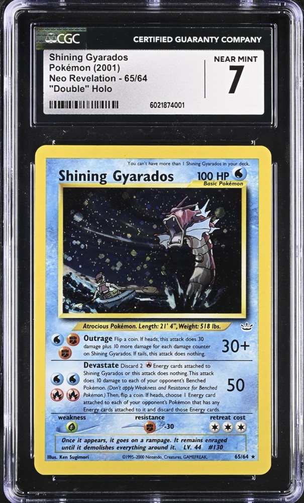 Pokemon Shining Gyarados Neo Revelation Holo Rare #65 DOUBLE HOLO ERROR CGC 7