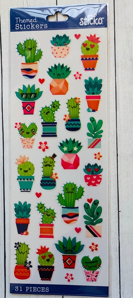 1 Sheet  Cactus Succulent  Stickers Papercraft Planner Supply Plant Journal