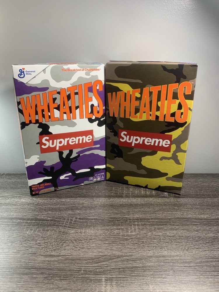 Supreme Wheaties Cereal Box Purple Camo Yellow Camo (set of two)