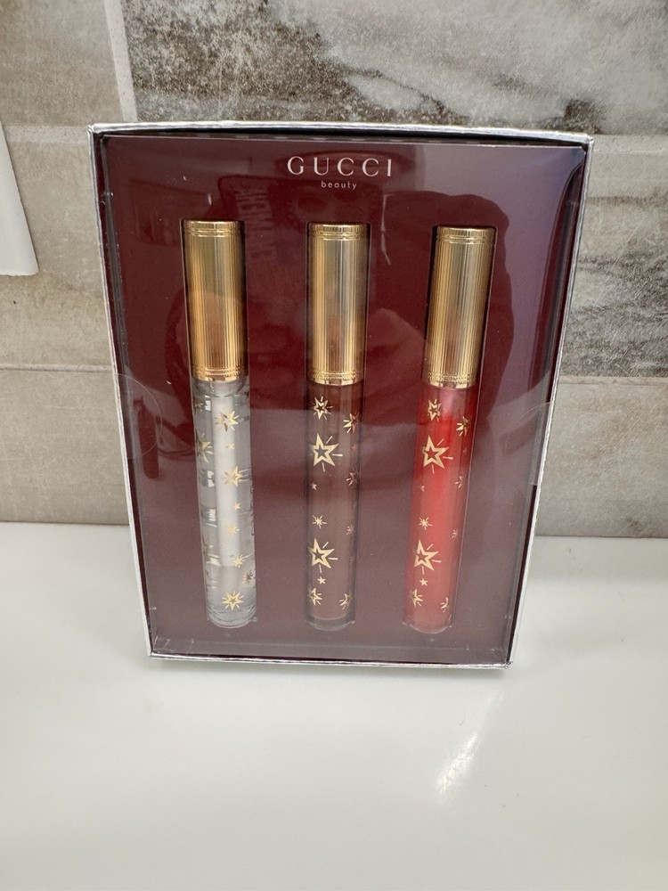 Gucci Gloss à Lèvres Plumping Lip Gloss 3-Piece Festive Gift Set $126 Value.