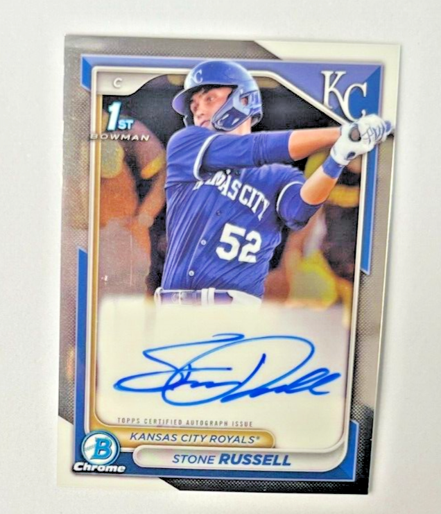 2024 Bowman Chrome Stone Russell Royals 1st RC On-Card Auto Rookie Card