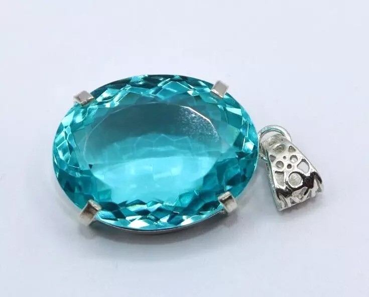 93 Ct Natural Blue Topaz 925 Solid Silver Pendant Certified Loose Gemstone