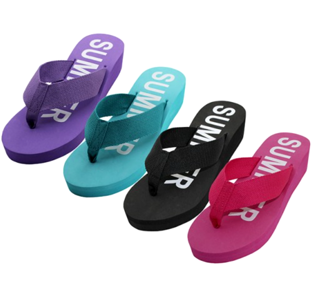 Women's Colorful Lightwieght  Comfort Wedge Flip Flop Sandals  Sizes 6-11