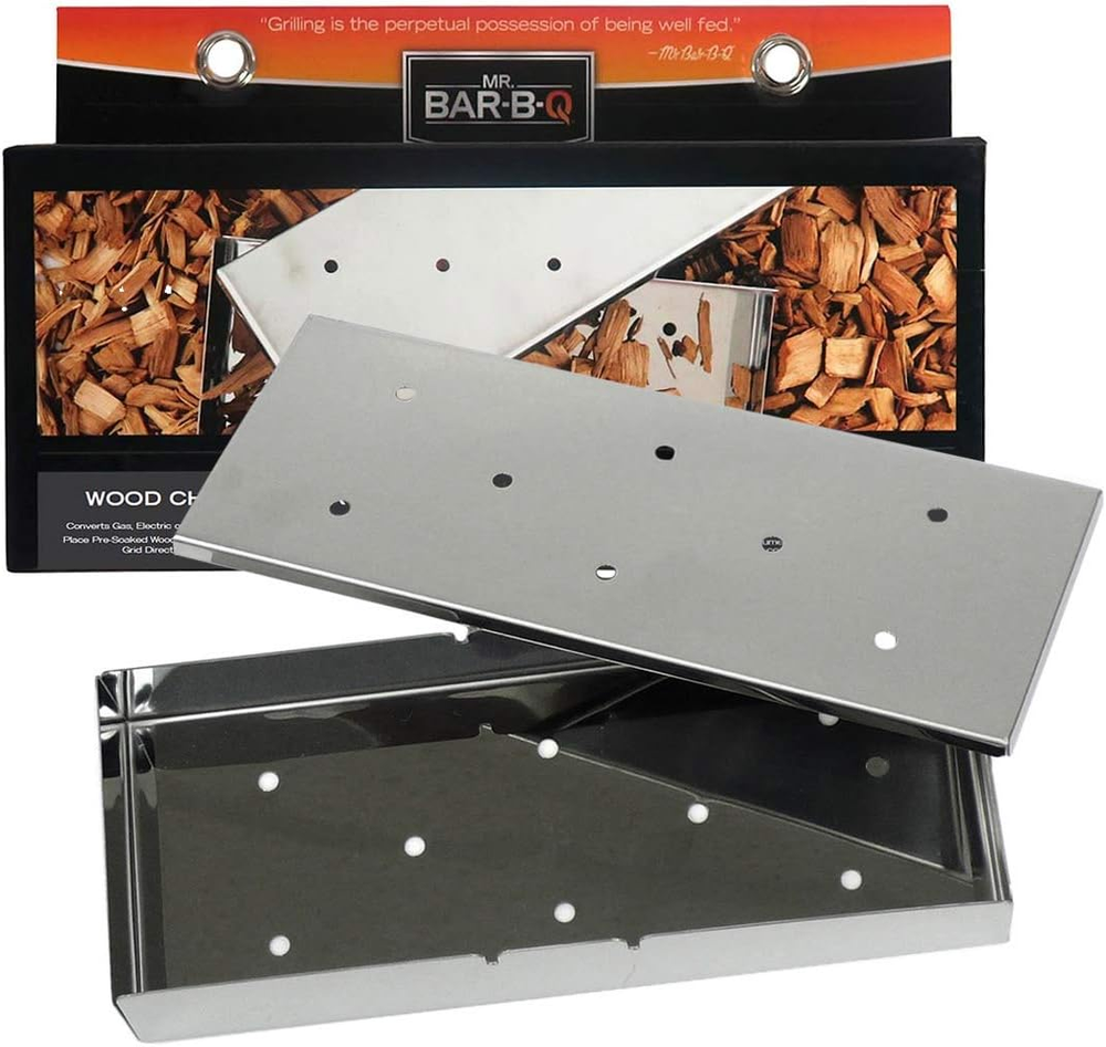 02109Y Wood Chip Smoker Box with Lid Home, Small, SS