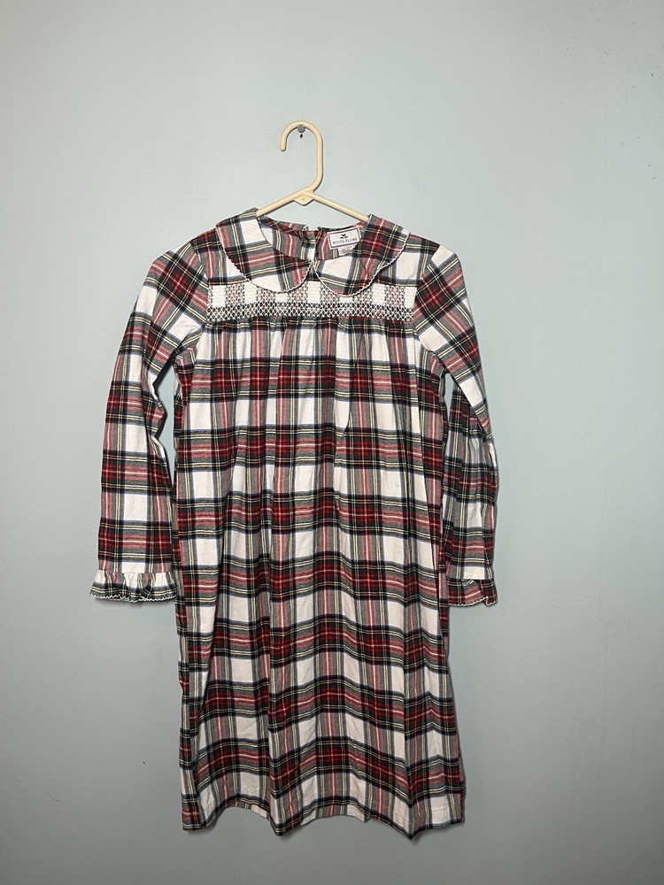 Petite Plume Plaid Holiday Flannel Nightgown Girls 12 Collared Cottagecore
