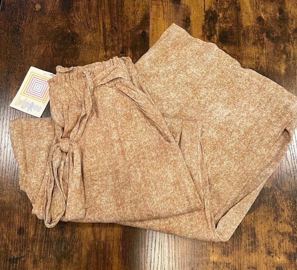 LulaRoe Women's BNWT Tan Palazzo Wide Leg Pull on Style Pants Size XXS