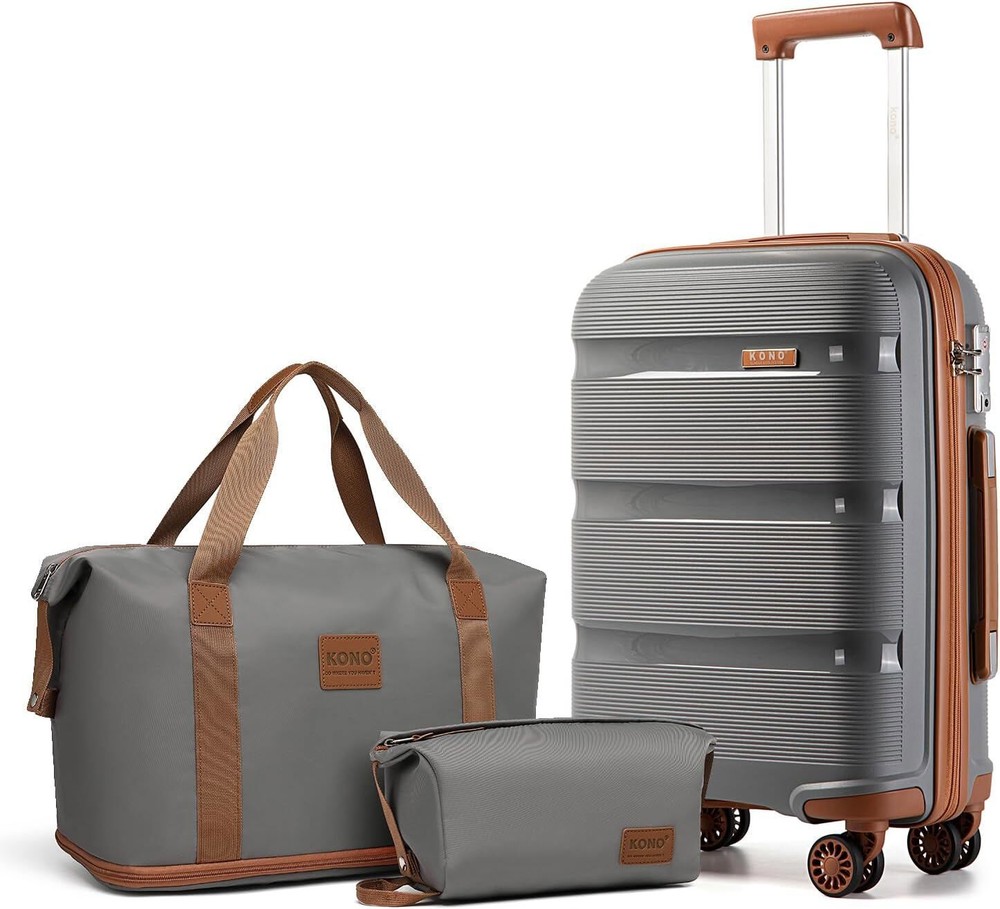 KONO 3-Piece Suitcase Set with Spinner Wheels Durable 20-Inch Carry On Luggage