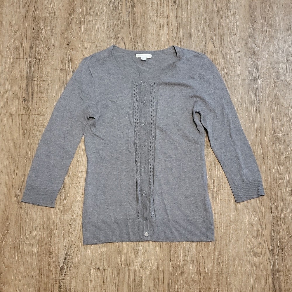 NY & Co Gray Button Front Knit Cardigan Size S  