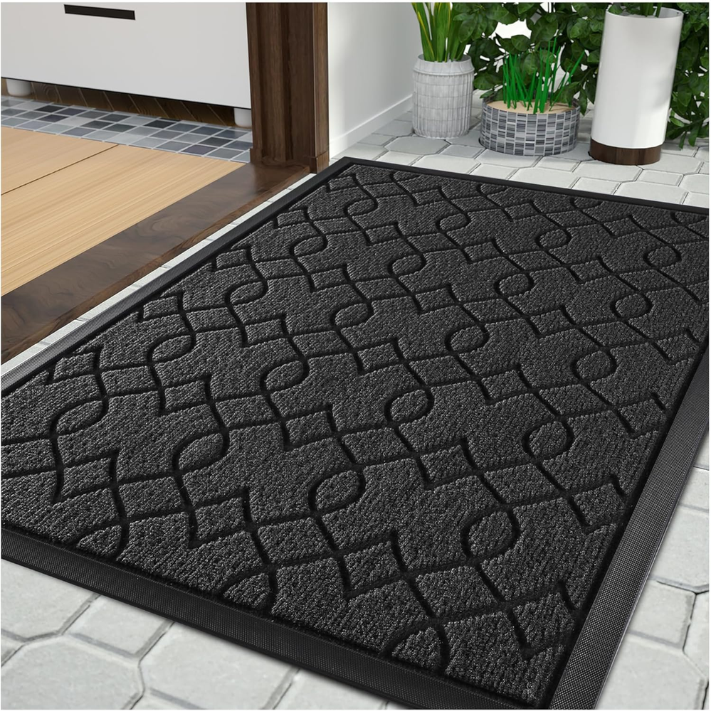 Front Door Mat Outdoor Indoor, 29.5X17 All-Season Heavy Duty Door Mats outside E
