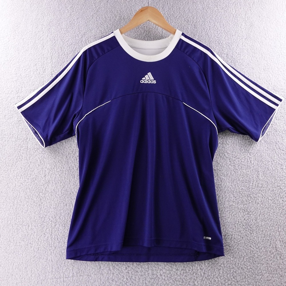 Adidas Men's Blue Short Sleeve Athletic T-Shirt Climalite Size L Soccer Jersey