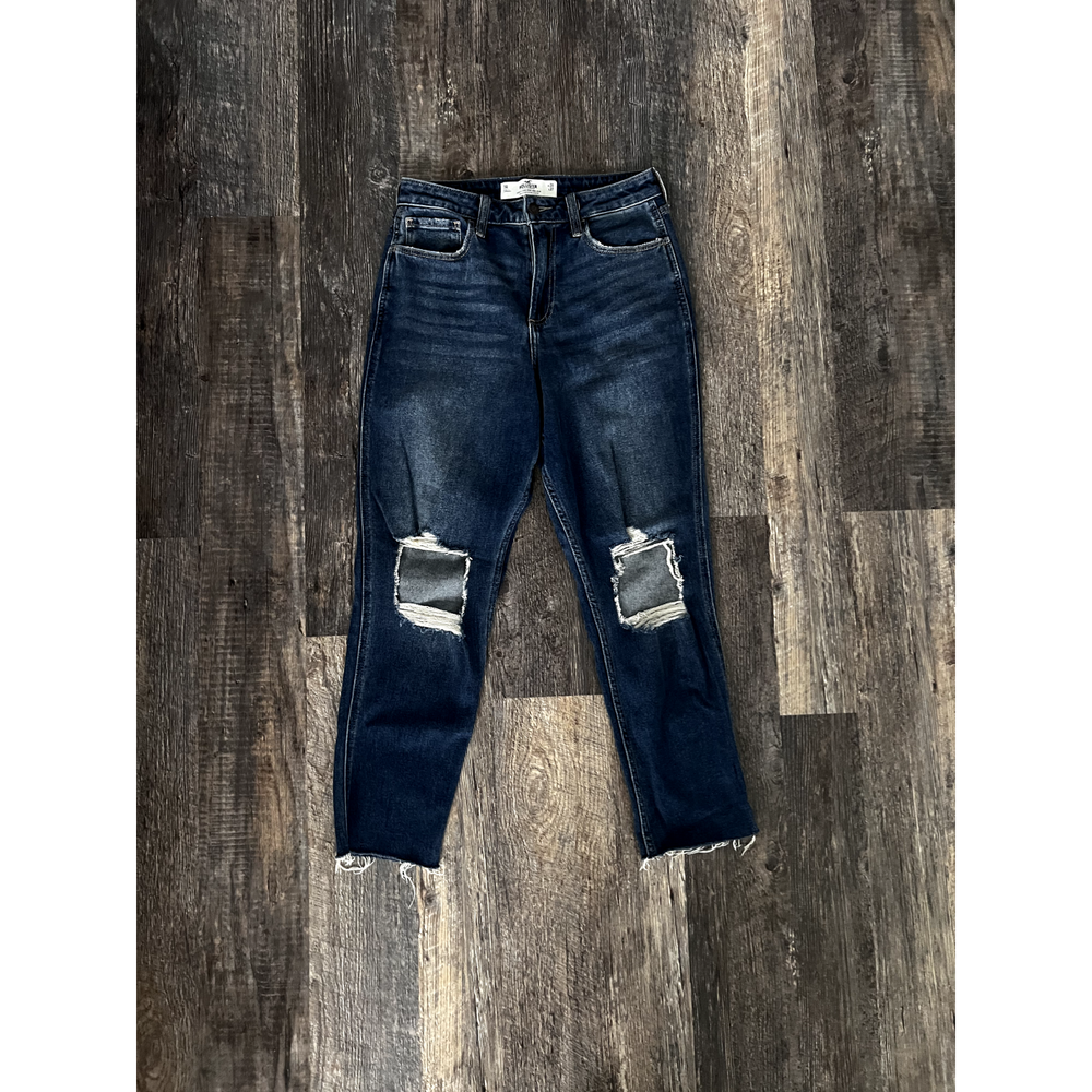 Hollister Jeans Womens Size 7R Blue Curvy High Rise Mom Jeans Denim Distressed