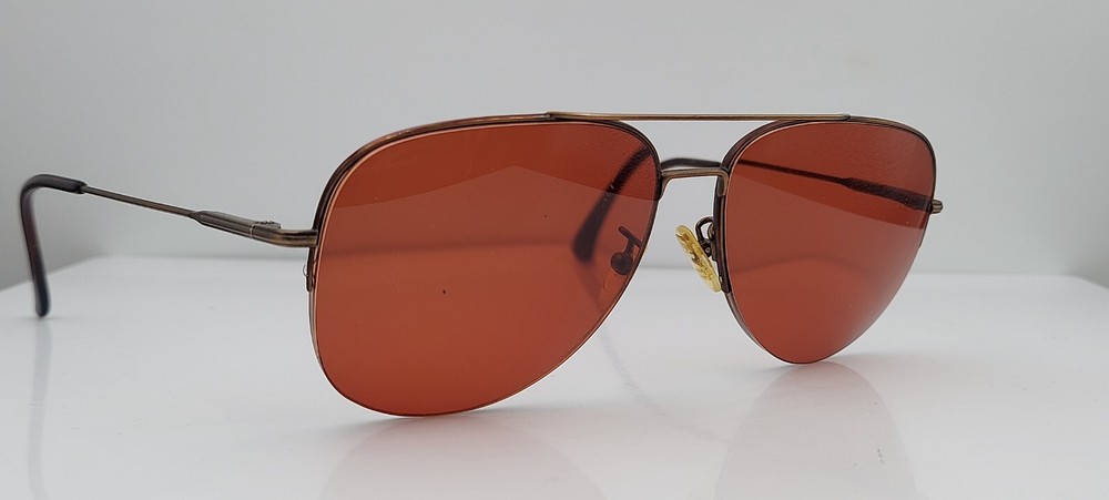 Vintage Safilo 3791 Brown Pilot Half-Rim Metal Sunglasses Italy Frames