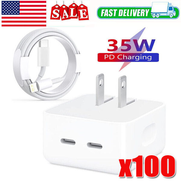 35W USB-C Dual Port Fast Charger Cube PD Adapter For iPhone 16/15/14/13/Pro lot