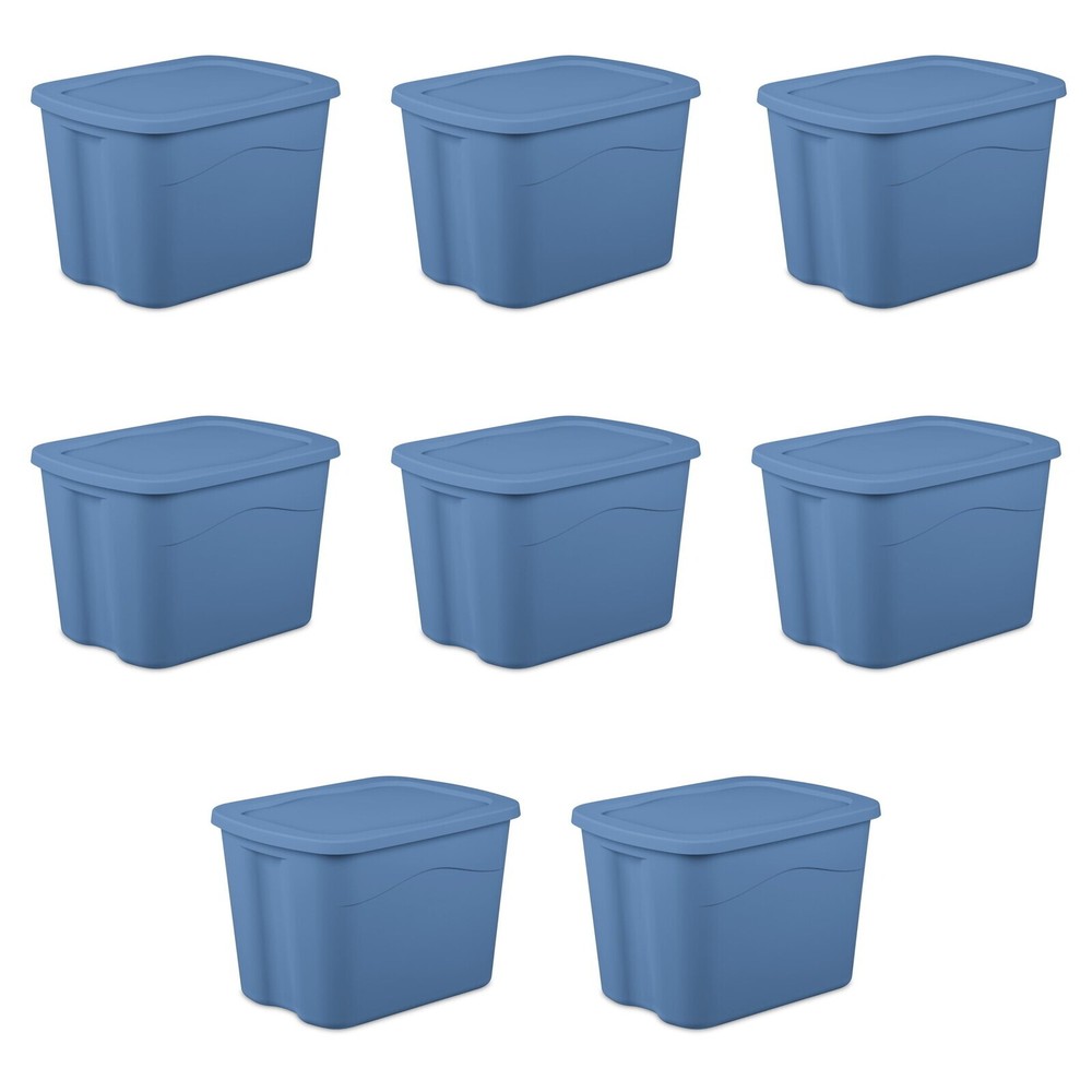 8-Piece 18-Gallon Plastic Storage Bins with Snap-On Lids for Home Organization