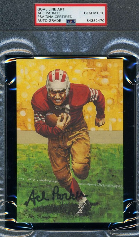 Ace Parker Gem Mint 10 PSA DNA Slabbed Signed Goal Line Art Card Autograph