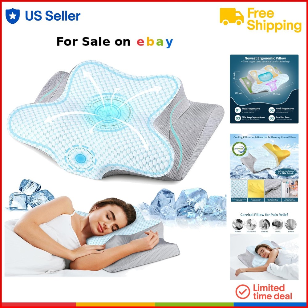 Ergonomic Cervical Memory Foam Neck Pillow for Pain Relief & Sleep Support