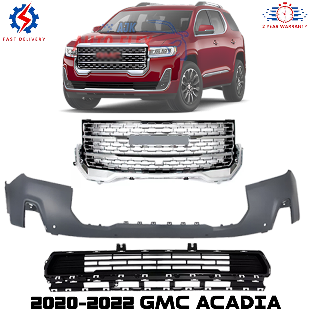 Front Bumper Cover & Upper & Lower Grille For 2020-2022 GMC ACADIA