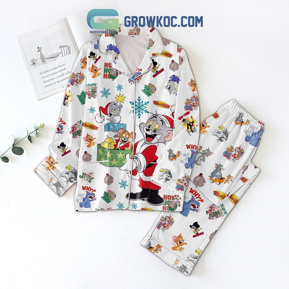 Tom and Jerry Festive Snow Christmas Pajama Set for Holiday Comfort