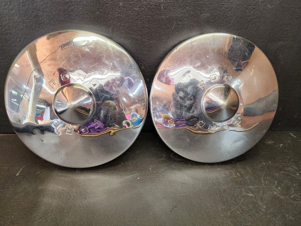 1949-1951 Ford Custom OEM Poverty Hubcap Pair Dog Dish Wheel Covers Center Caps