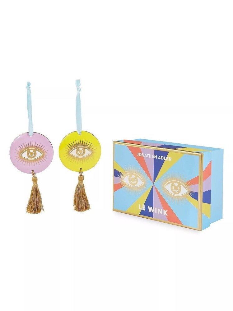 Jonathan Adler Le Wink Medallions / Ornaments, set of 2 - NIB NEW $88