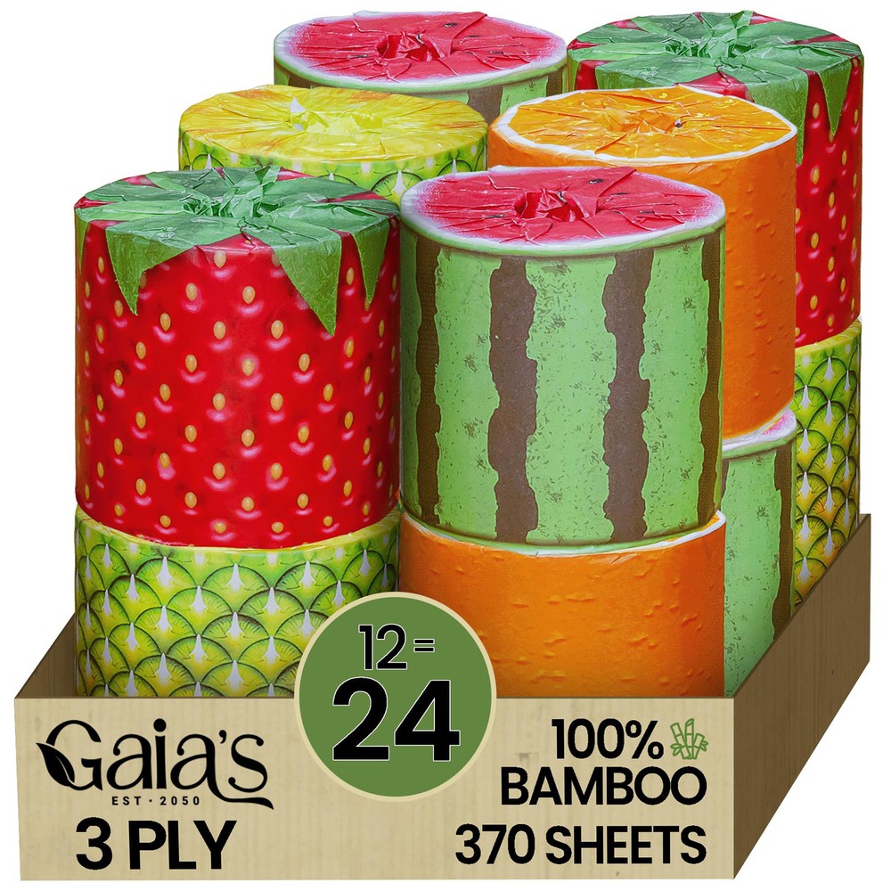 Gaias Soft Organic Bamboo Toilet Paper — 12 Mega Rolls, Eco-Friendly & Hypoallergenic