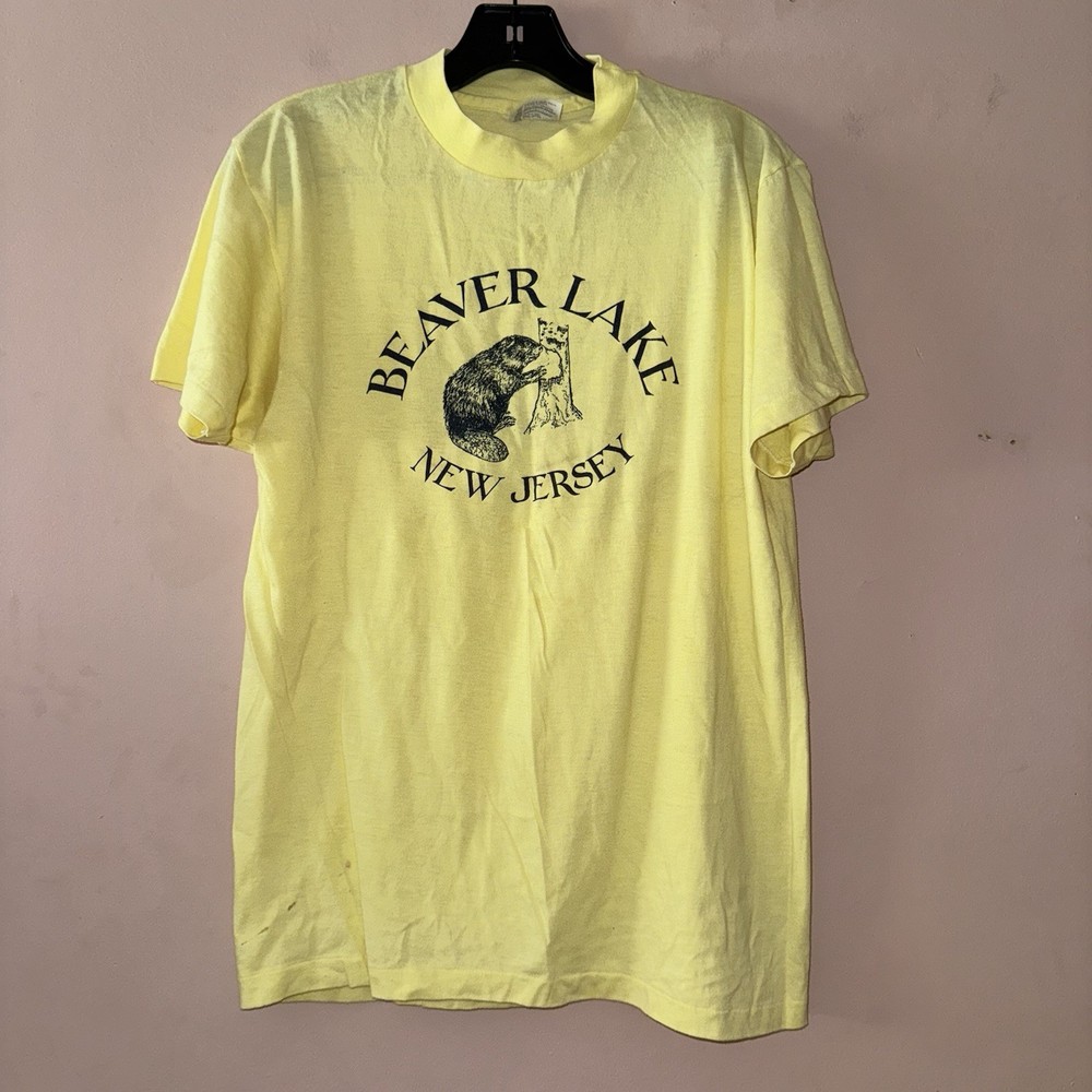 Vintage Beaver Lake New Jersey Single Stitch Graphic T Shirt Size L