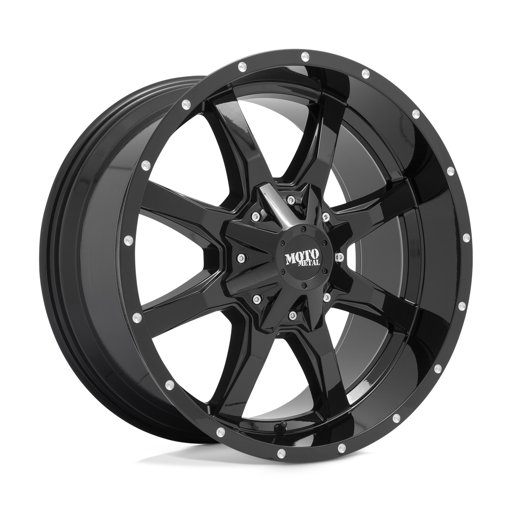 17x9 -12 Moto Metal MO970 8x6.5 Gloss Black W/ Milled Lip Wheels (Set of 4)