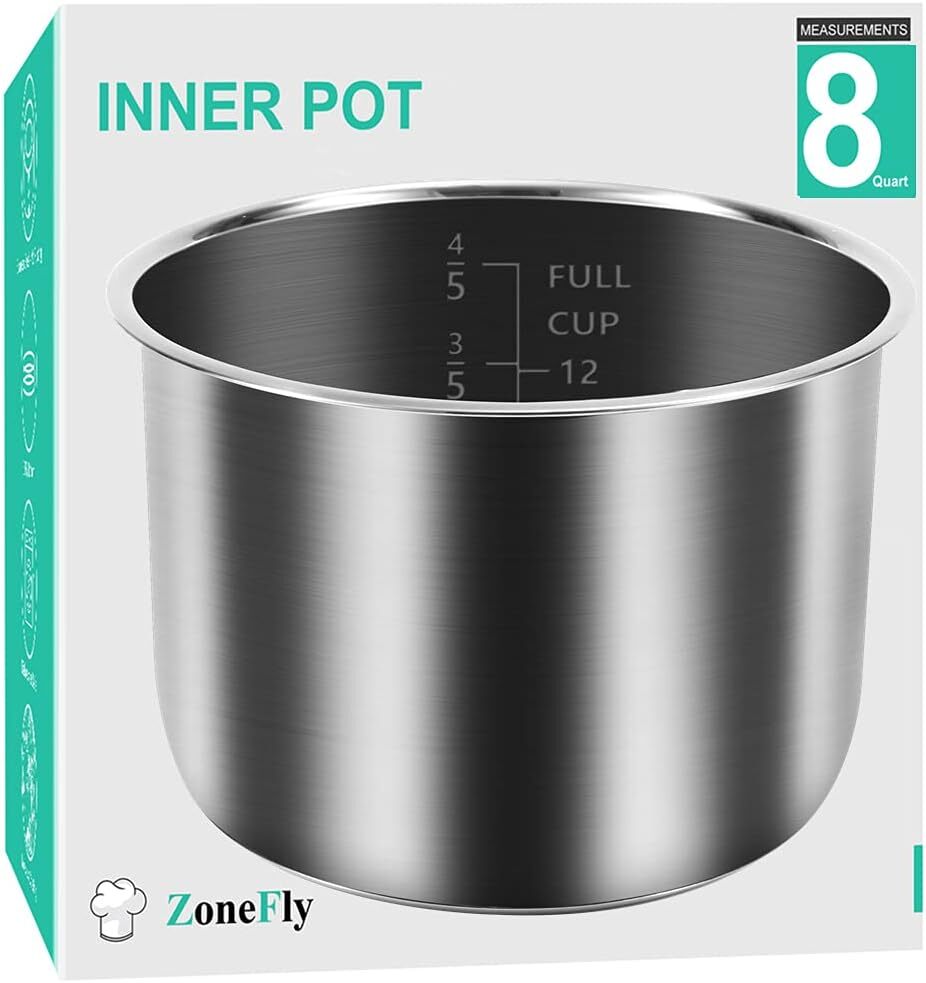 8Qt Power Cooker XL Stainless Steel Inner Pot Replacement for 8 Quart Models