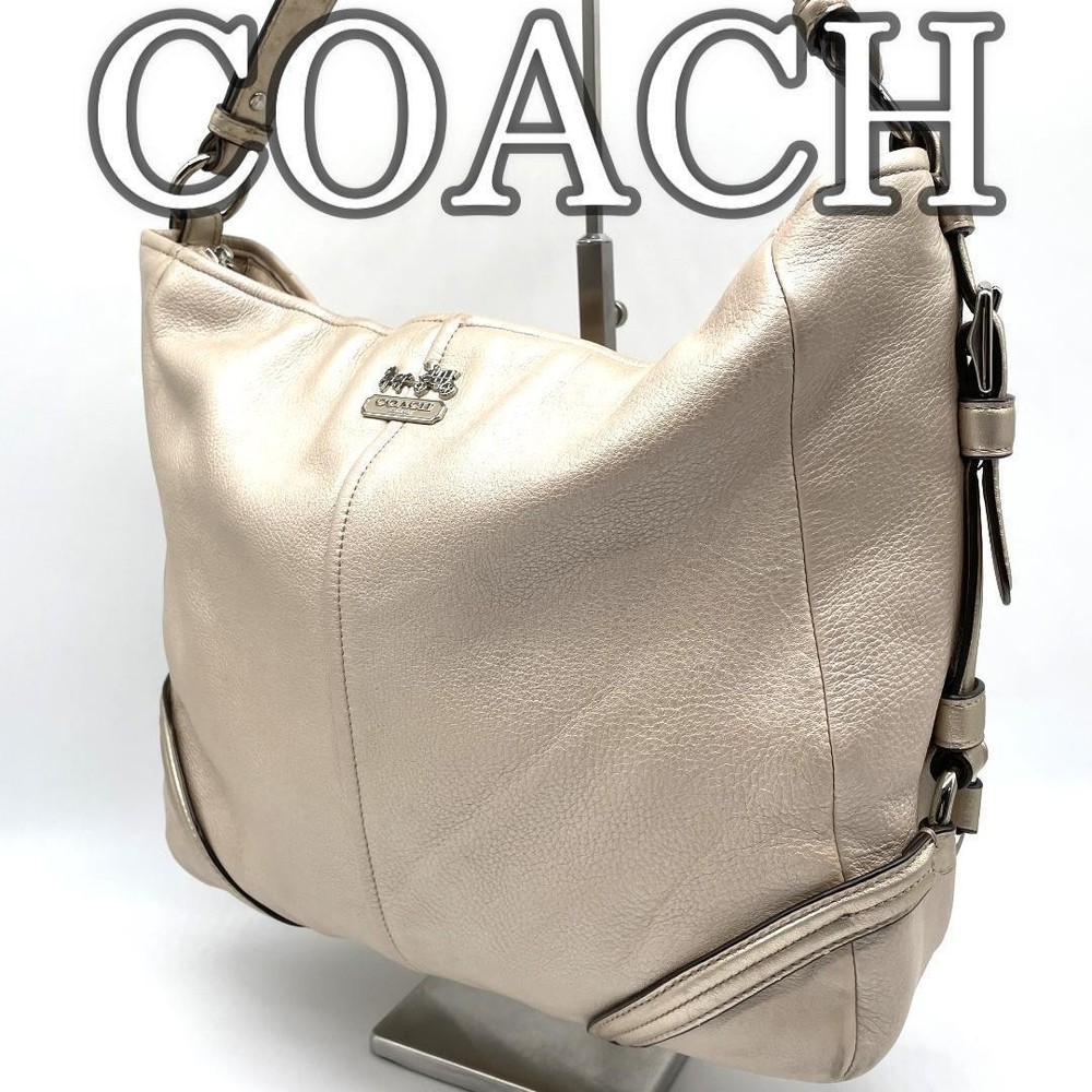 Coach Leather Beige One Shoulder Bag Fits A4 Size Documents