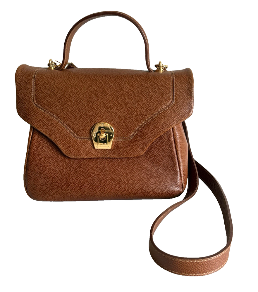 Authentic Bally Hand Bag Leather Brown From Japan 0661