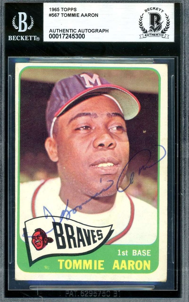 Tommie Aaron Beckett BAS Signed 1965 Topps Autograph