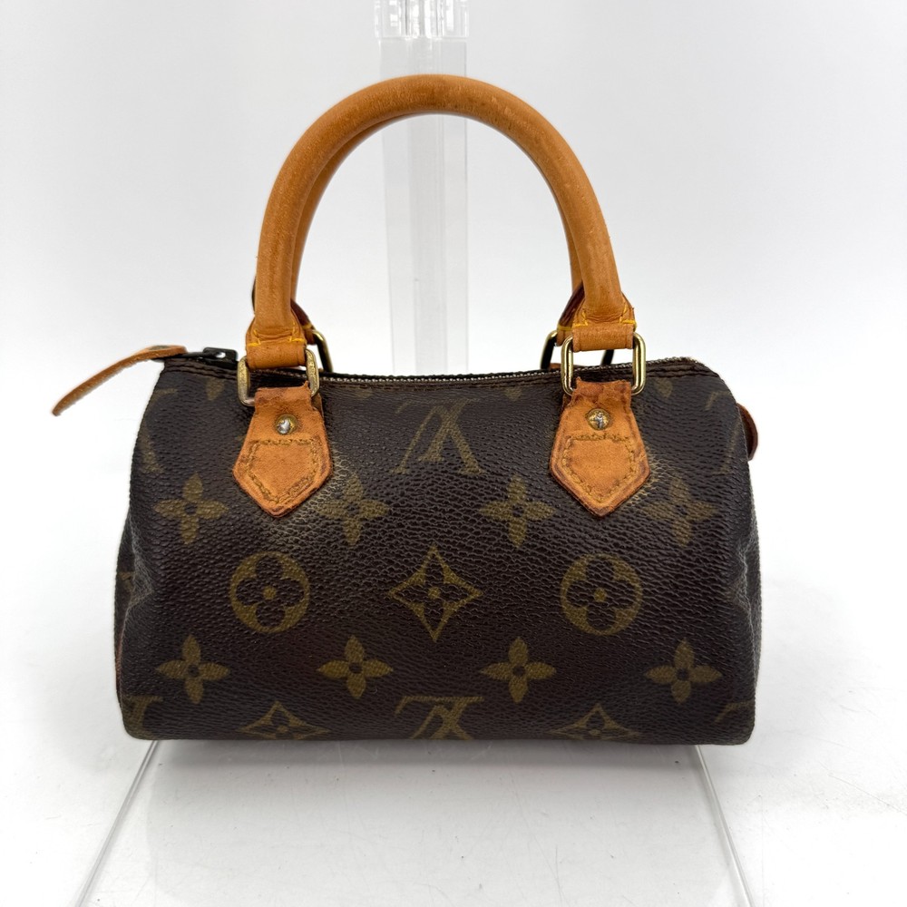 LOUIS VUITTON Mini Speedy Hand Bag Purse Monogram Brown M41534 Authentic