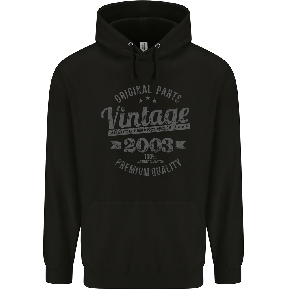 Vintage Year 21st Birthday 2003 Mens 80% Cotton Hoodie Black