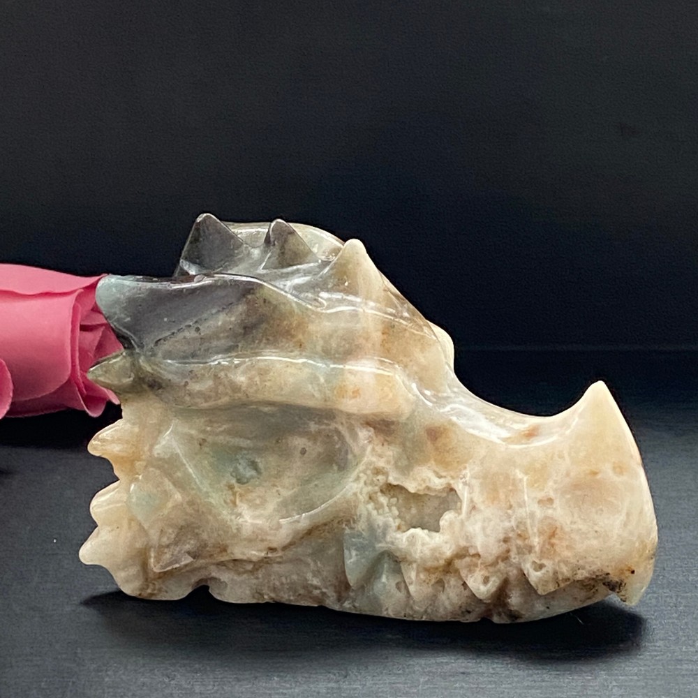 154g Natural Amazon Quartz dragon Skull Carving Quartz Crystal Skull Healing