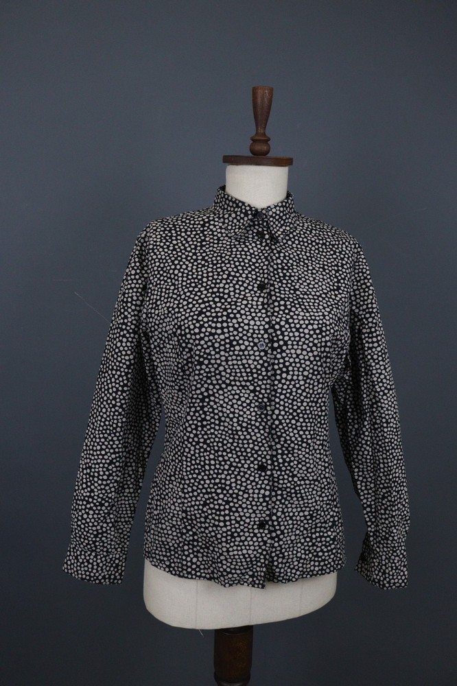 Merimekko Multi Polka Dot Long Sleeve Collared Button Front Shirt Top Size M