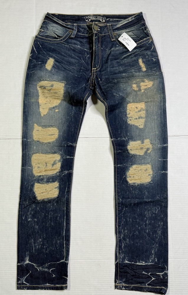 New Men’s Robin’s Jean Size 31 Style #D5150IND MARLON Stone Wash Distressed Blue