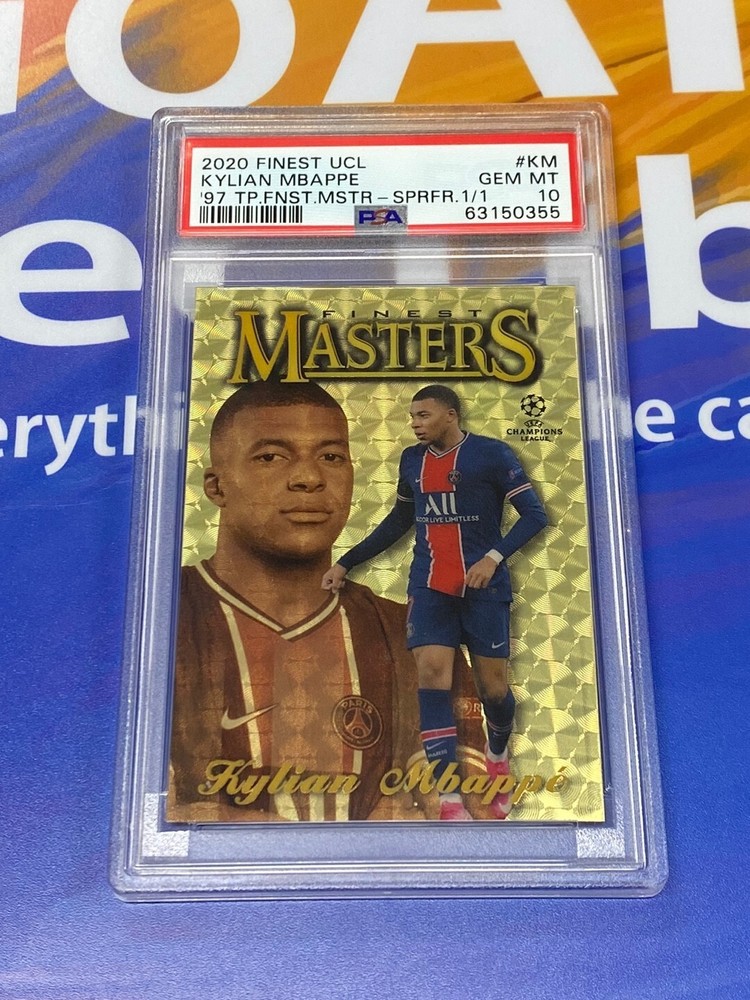 2020-21 Topps Finest UCL KYLIAN MBAPPE Finest Masters Superfractor 1 of 1 PSA 10