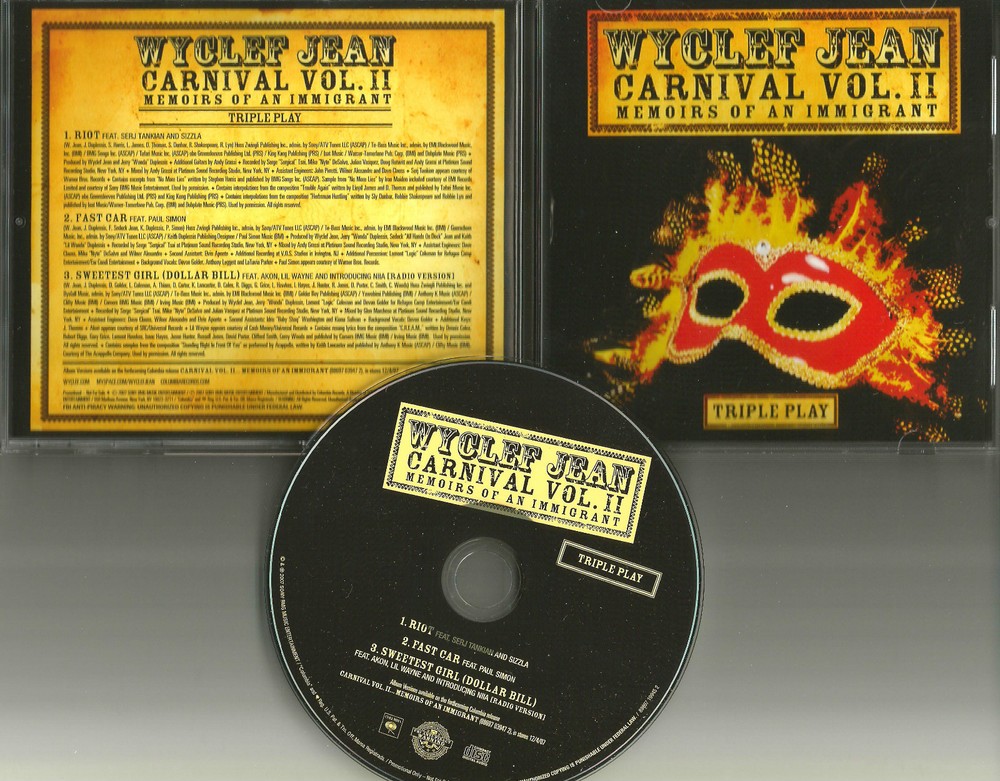 WYCLEF JEAN w/ PAUL SIMON & SERJ TANKIAN Triple Play PROMO CD System of A down