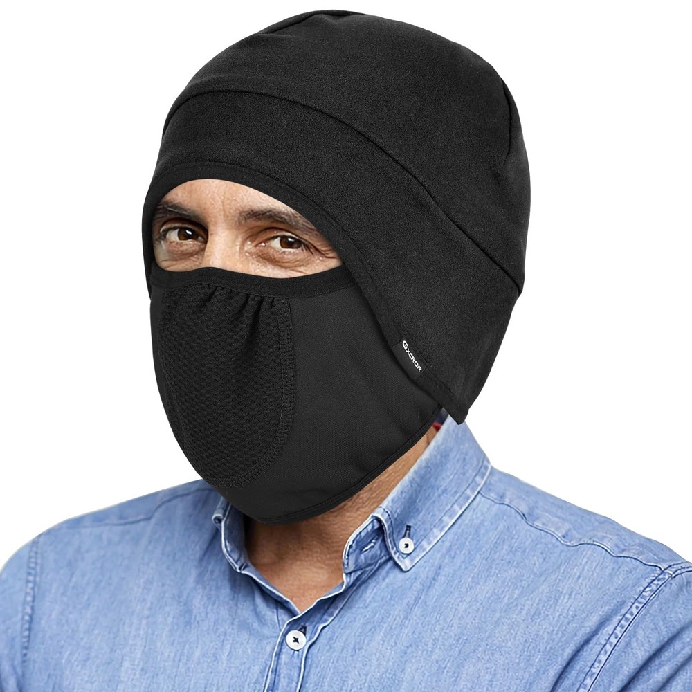 Balaclavas Men's Fleece 2-in-1 Hat Winter Thermal Ski Mask Breathable Motorcy...