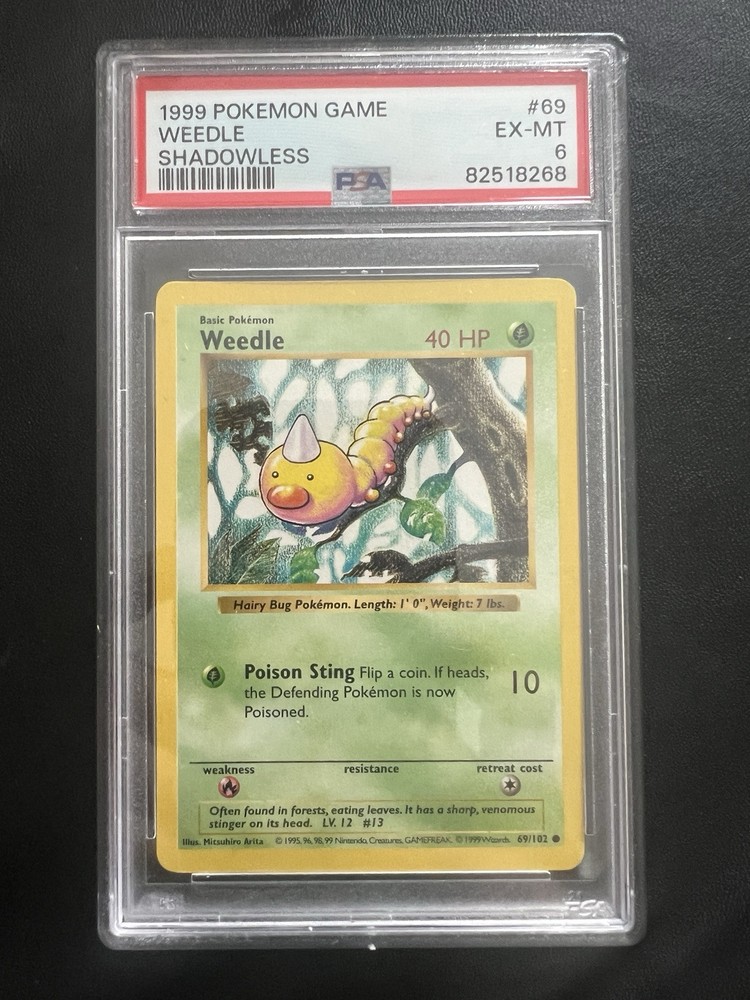 Shadowless Weedle 069/102 Base Set Pokemon Card Regular