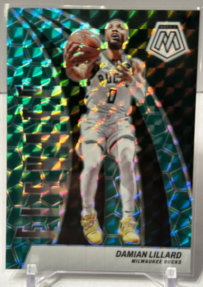 2023-24 Mosaic Basketball Damian Lillard Elevate Green Prism