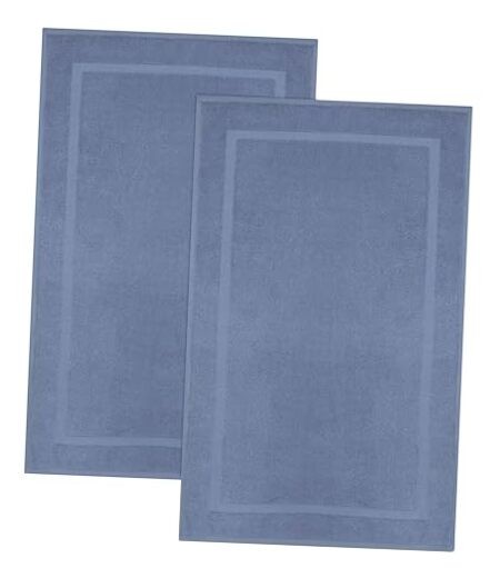 100% Cotton Ultra Absorbent Bath Mat 21x34 Inches 2 Pack Azure Blue