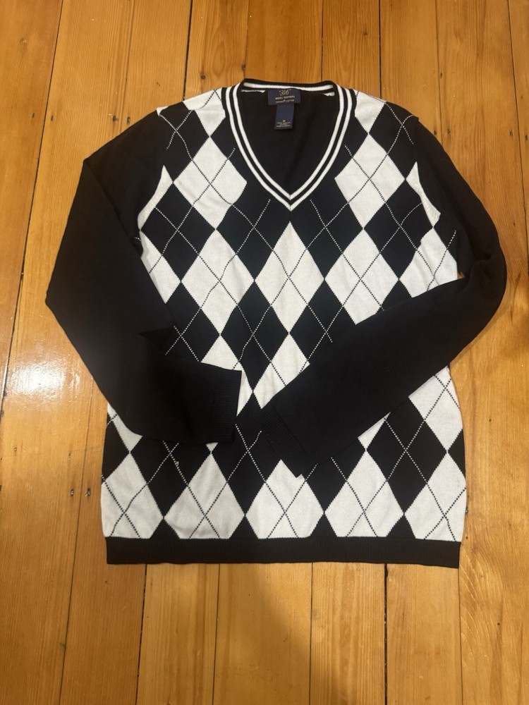 Brooks Brothers 346 | M | 100% Supima Cotton Argyle V-Neck Sweater Womens