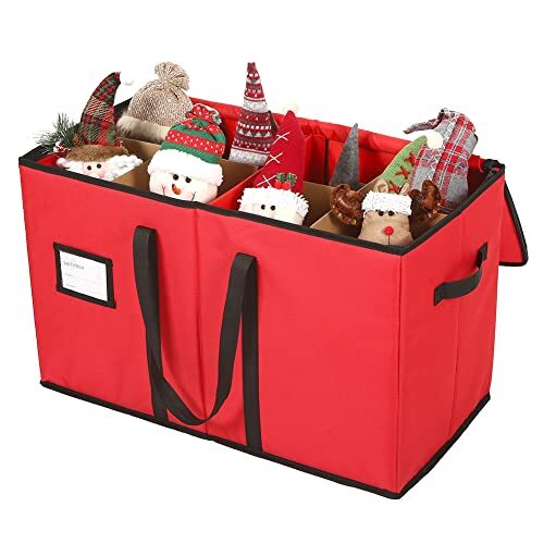 Christmas Figurine Storage Box & Xmas Figurine Container,600D Canvas Ornament