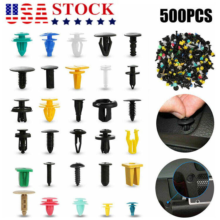 500PCS Car Retainer Clips Auto Fastener Car Body Push Trim Pin Rivet Bumper Kits