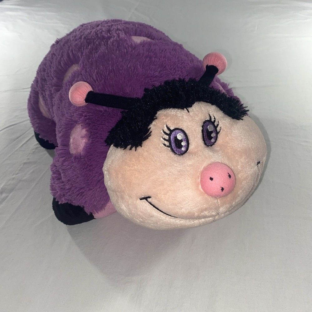 Pillow Pets Purple Ladybug 18 Inch Limited Edition 2011 Pink Spots Plush Toy