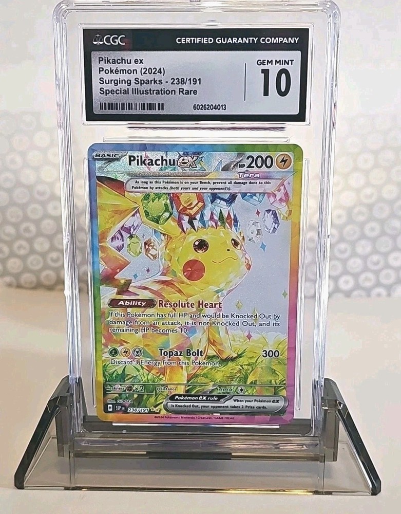 Pikachu ex 238/191 SIR 🔥 Surging Sparks Pokémon TCG 2024 CGC Gem Mint 10 !!💲💲